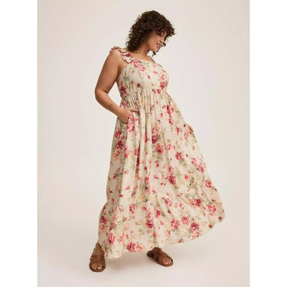 torrid Dresses & Skirts - Torrid Maxi Challis Ruffle Strap Tiered Dress Women's Sz 1 1x  Plus size NWT BJ